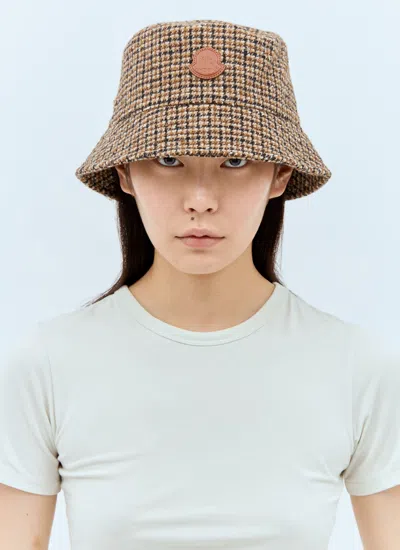 Moncler Women Tweed Bucket Hat In Brown