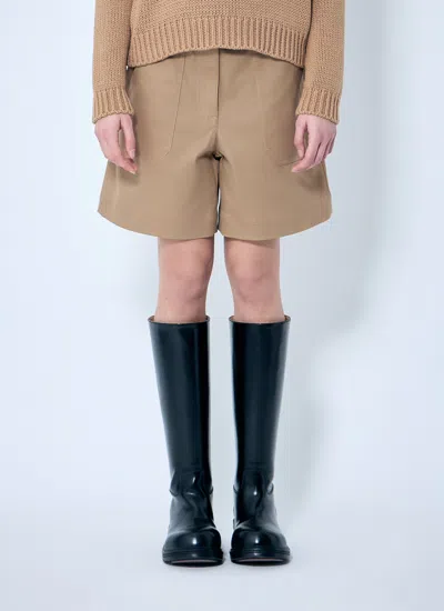 Moncler Women Twill Shorts In Brown