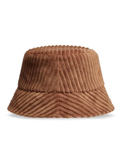 Moncler Women's Velvet Corduroy Logo Bucket Hat In Brown