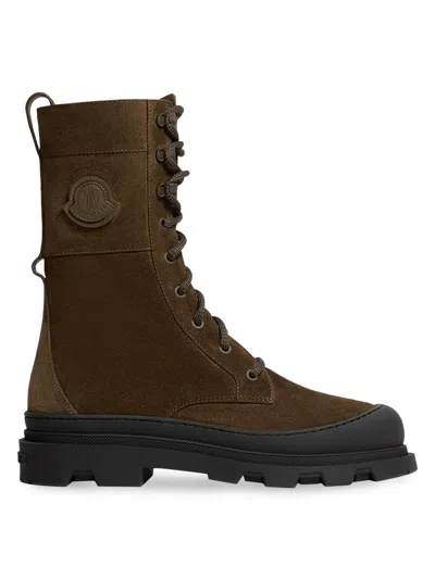 Moncler Women's Vera High Boots In Suede In Brown