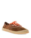Moncler Luxe Suede Lace-up Sneakers For Women In Brown