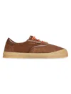 Moncler Luxe Suede Lace-up Sneakers For Women In Brown