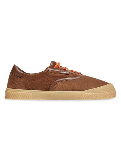Moncler Luxe Suede Lace-up Sneakers For Women In Brown