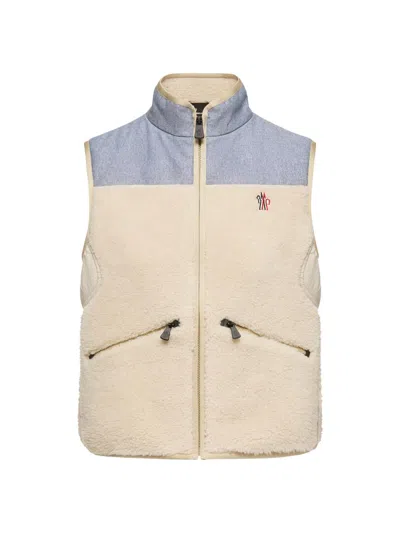 MONCLER WOMEN'S VEST IN TEDDY AND CHAMBRAY