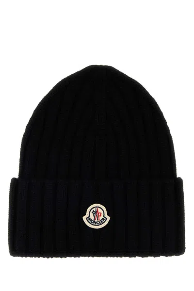 Moncler Women's Virgin Wool Beanie Hat In Black