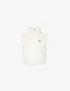 Moncler Womens White Arques Logo-patch Relaxed-fit Faux-fur Down Gilet In White