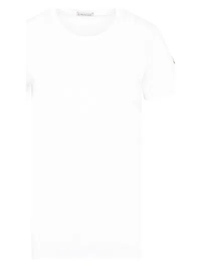 MONCLER WOMEN'S WHITE MC T-SHIRT WITH SHOULDER LOGO PATCH