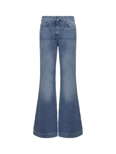 Moncler Women Wide Leg Jeans Blue