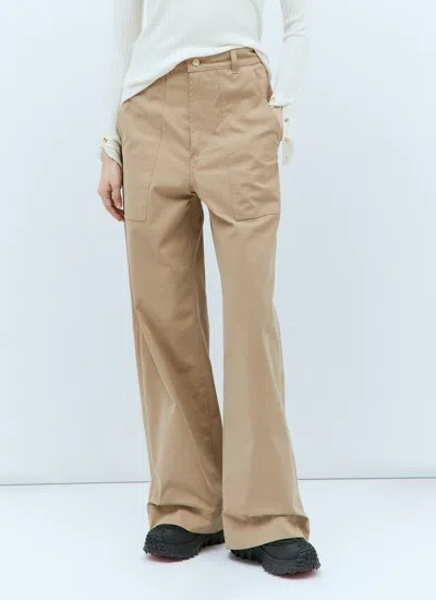 Moncler Women Wide-leg Twill Pants In Cream