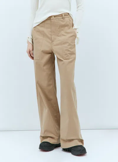 Moncler Women Wide-leg Twill Pants In White