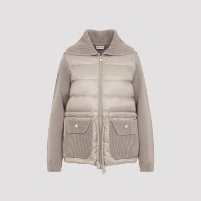 Moncler Women's Wool & Cashmere Cardigan With Polyamide Construction In Gray