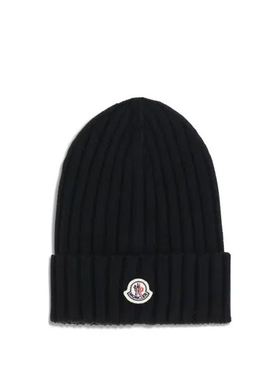 Moncler Women Wool Beanie Hat In Black