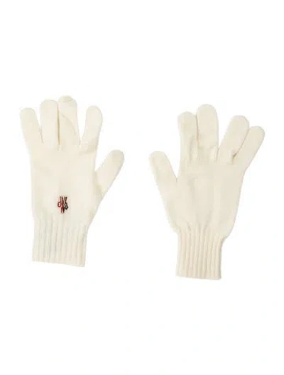 Pre-owned Moncler Women's Wool Knit Gloves In White