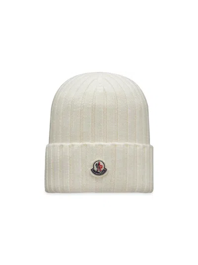 Moncler Women's Wool Ribbed Knit Logo Beanie In Multi