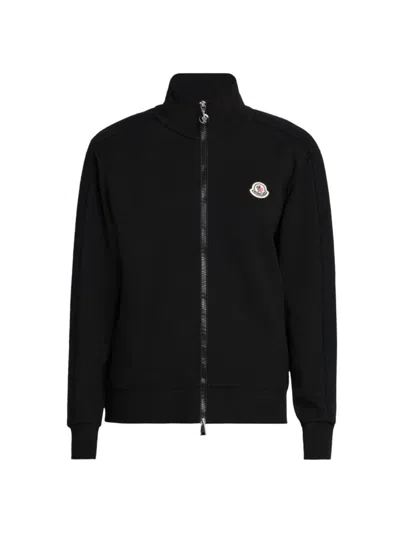 Moncler Women's Zip-up Cardigan With Logo Patch In Black