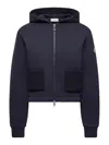 Moncler Cotton Hoodie With Knit Patch Pockets In Purple
