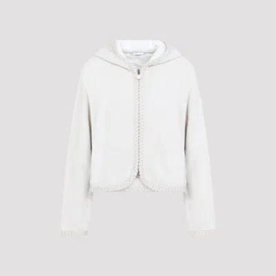 Moncler Women's Zip-up Cardigan In Cotton Blend In White