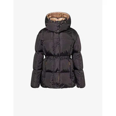 Moncler Womens Black Agneux Hooded Shell-down Jacket