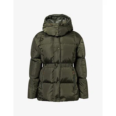 Moncler Womens Agneux Hooded Shell Jacket Green