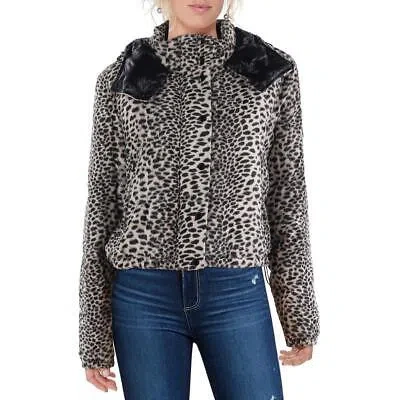 Pre-owned Moncler Womens Avoine Faux Fur Animal Print Puffer Jacket Coat Bhfo 8503 In Multicolor