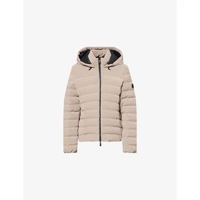 Moncler Womens Beige Trèfle Short Down Jacket In Sand