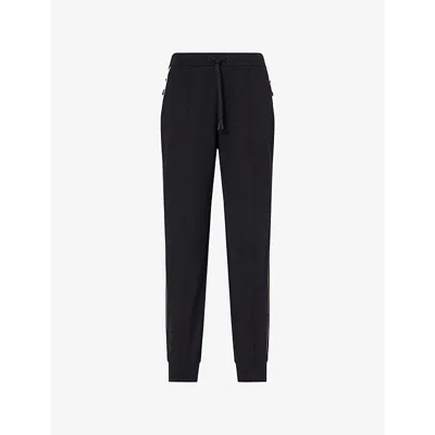 Moncler Womens Black Brand-badge Tapered-leg Cotton-jersey Jogging Bottoms