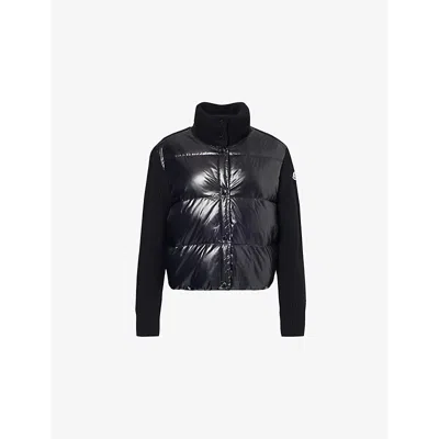 MONCLER WOMENS BLACK CONTRAST PADDED WOOL-DOWN CARDIGAN XL