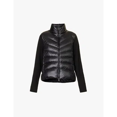 Moncler Womens Black Funnel-neck Brand-patch Regular-fit Shell-down Jacket