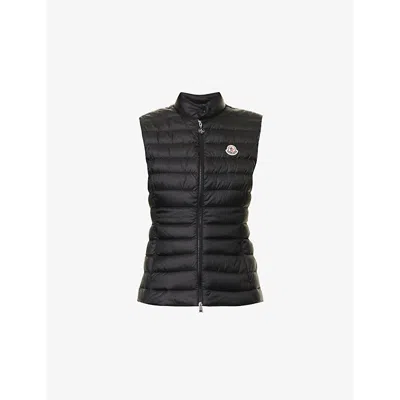 Moncler Womens  Igens Two-zip-pockets Slim-fit Shell-down Vest In Black