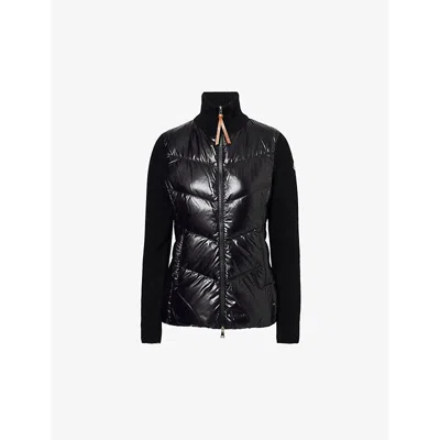 MONCLER WOMENS BLACK KNITTED HIGH-NECK SLIM-FIT SHELL-DOWN JACKET