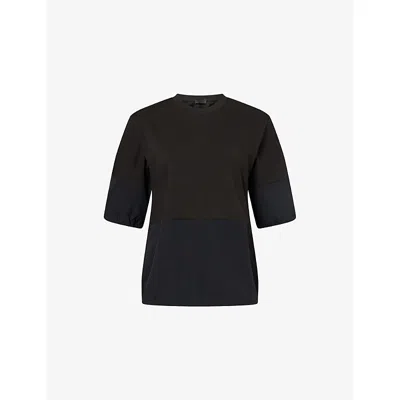 Moncler Womens Black Logo-patch Cotton & Ripstop T-shirt