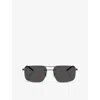 Moncler Womens Me4003 Doppler Rectangle Steel Sunglasses Black In Black