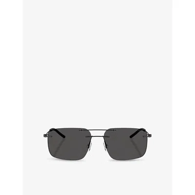Moncler Womens Me4003 Doppler Rectangle Steel Sunglasses Black
