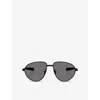Moncler Womens Black Me4009 Vizla Aviator-frame Metal Sunglasses In Black