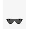 Moncler Womens Me6004 Claro Square-frame Acetate Sunglasses Black In Black