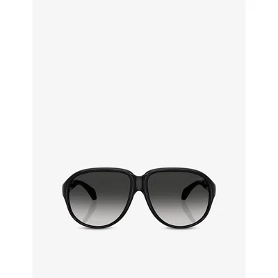 Moncler Womens Me8001 Halcyonne Pilot-frame Injected Sunglasses Black