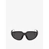 Moncler Womens Black Me8008 Laszer Oval-frame Nylon Sunglasses
