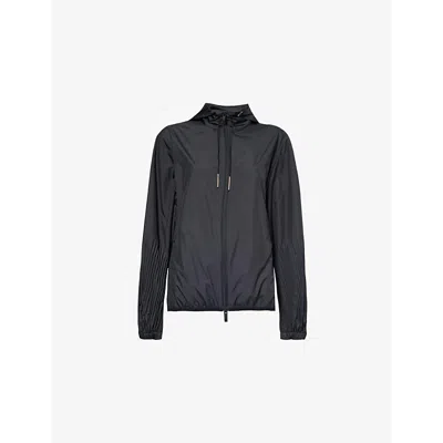 MONCLER WOMENS BLACK PANAT PLEATED-SLEEVES RELAXED-FIT WOVEN JACKET