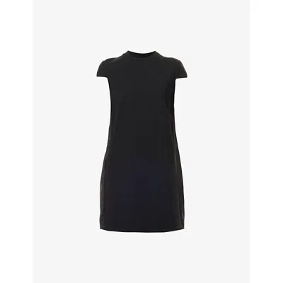 Moncler Womens  Pleated Short-sleeves Cotton-jersey Mini Dress In Black
