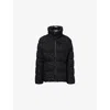 Moncler Womens Black Urbel Tweed Short Down Jacket In Animal Print