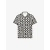 Moncler Chemise À Manches Courtes En Coton À Imprimé Géométrique In Black White