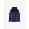 Moncler Womens Blue Barante Cinched-waist Woven-down Jacket In Blue