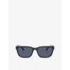 Moncler Womens Me8002 Slicka Rectangle-frame Plastic Sunglasses Blue In Blue