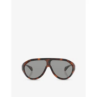 Moncler Womens Brown Me8009u Bombolle Tortoiseshell Oval-frame Nylon Sunglasses