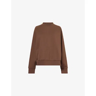 Moncler Womens  Relaxed-fit Branded Cotton-jersey Sweatshirt In Brown