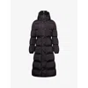 Moncler The Long Down Jacket With Hood And Wool Trims In Black