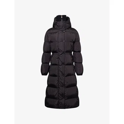 MONCLER WOMENS BLACK CHAMER HOODED SHELL-DOWN COAT