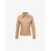 Moncler Womens Cognac Tricot Contrast-knitted Shell-down Cardigan In Gold