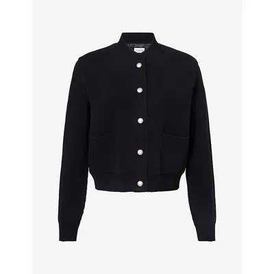 Moncler Womens Contrast Padded Wool And Cashmere-blend Cardigan Black Xs