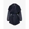 Moncler Quilted Wool Cape Coat In Dark Blue